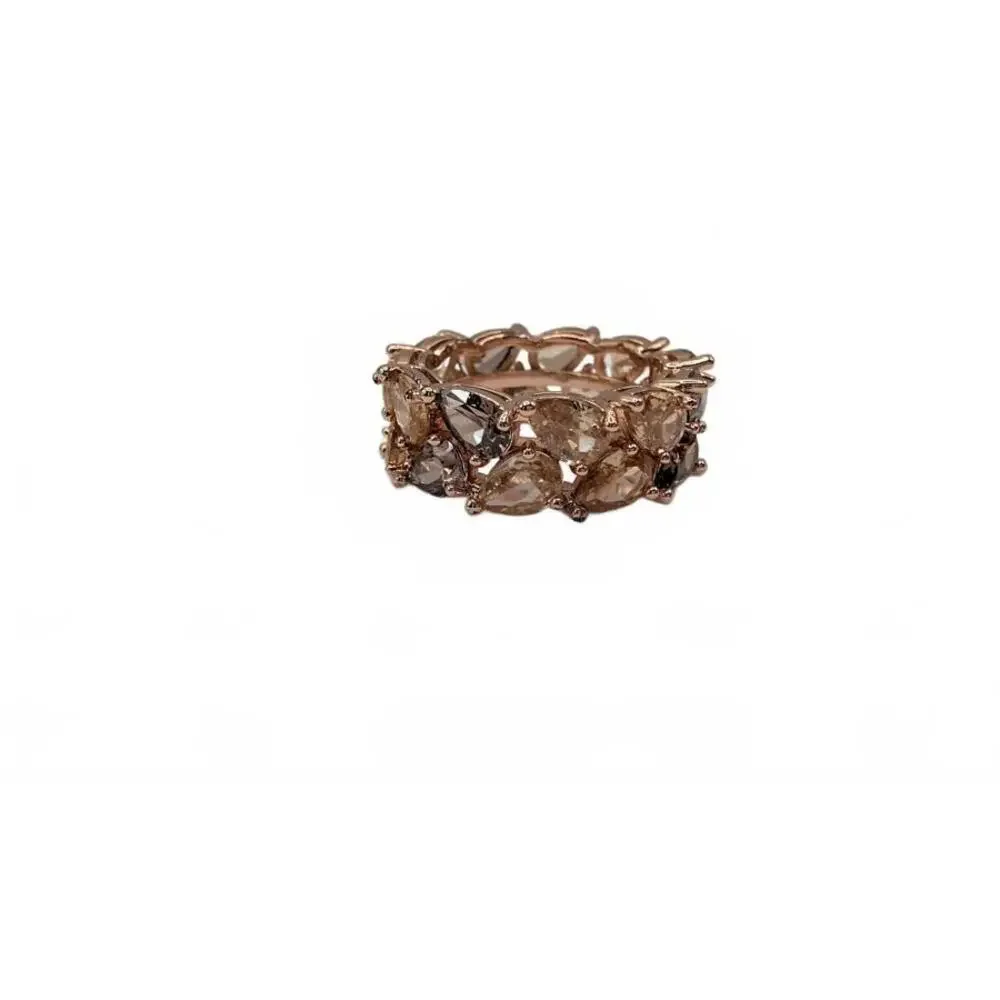 Elegant Rose Gold plated Multi-Stone Ring Size 7